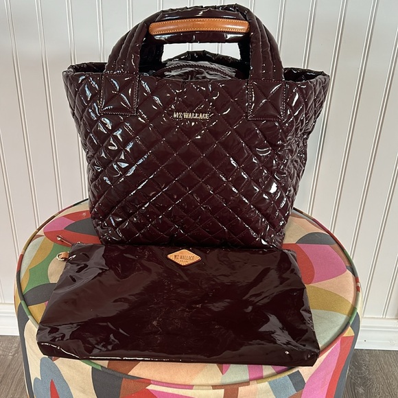 Like new MZ Wallace SMALL metro tote burgundy lacquer bag - Picture 2 of 8